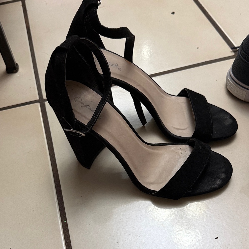Qupid Black Ankle Strap Heels worn once